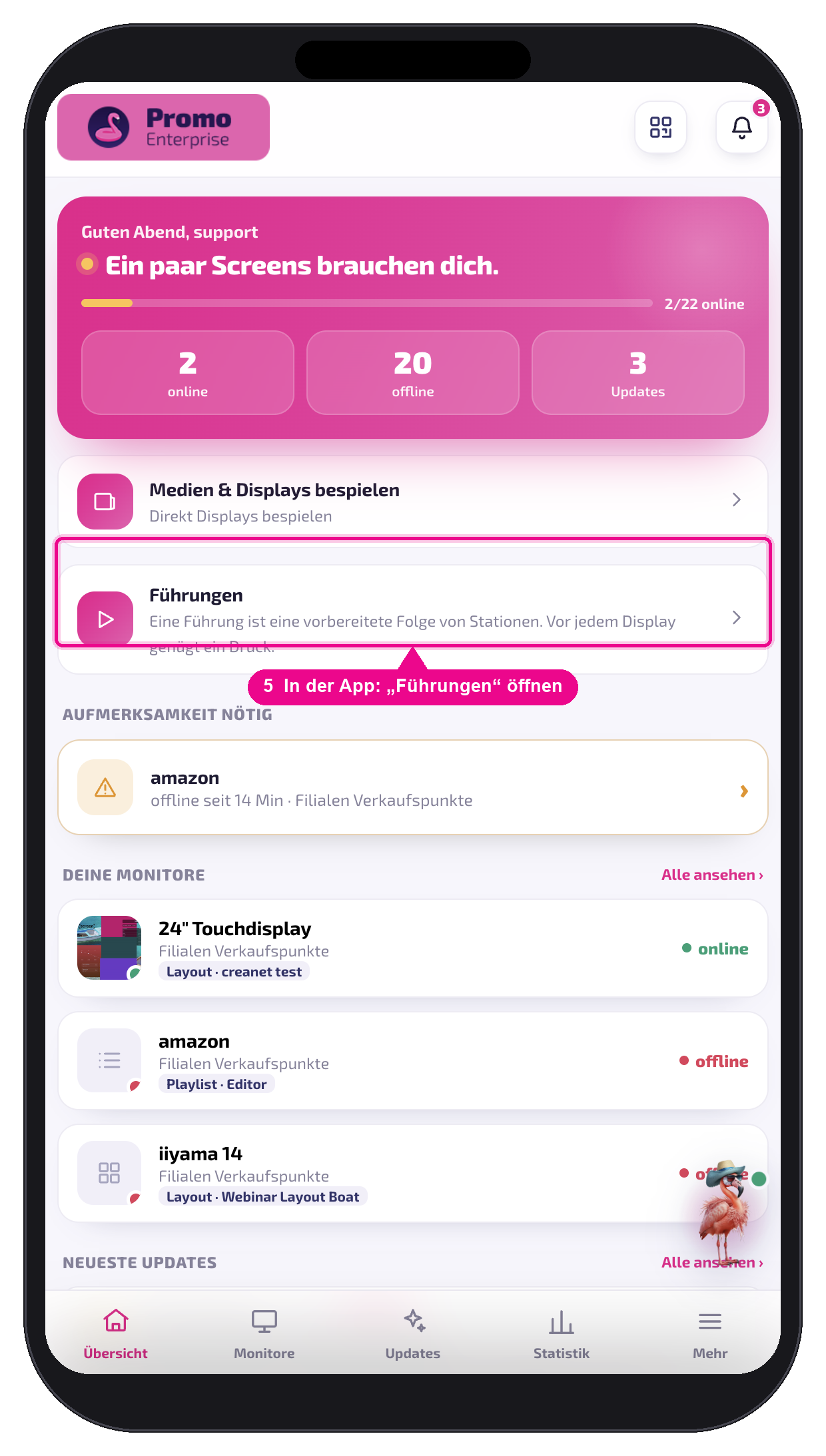 Übersicht der App: Einstieg „Führungen"