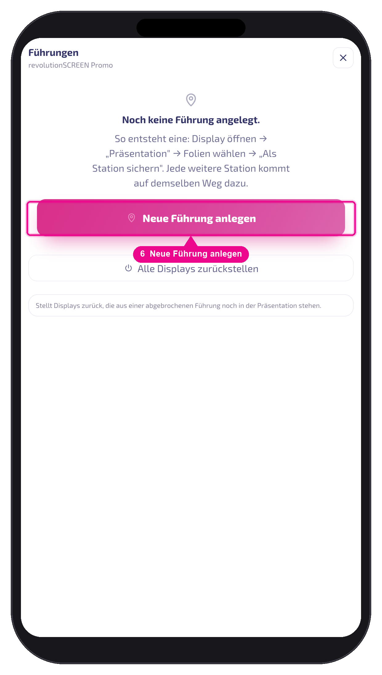 Noch keine Führung: „Neue Führung anlegen"