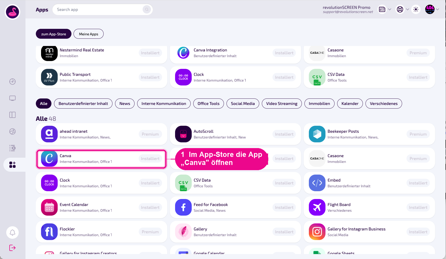App-Store: die Kachel „Canva“ anklicken.