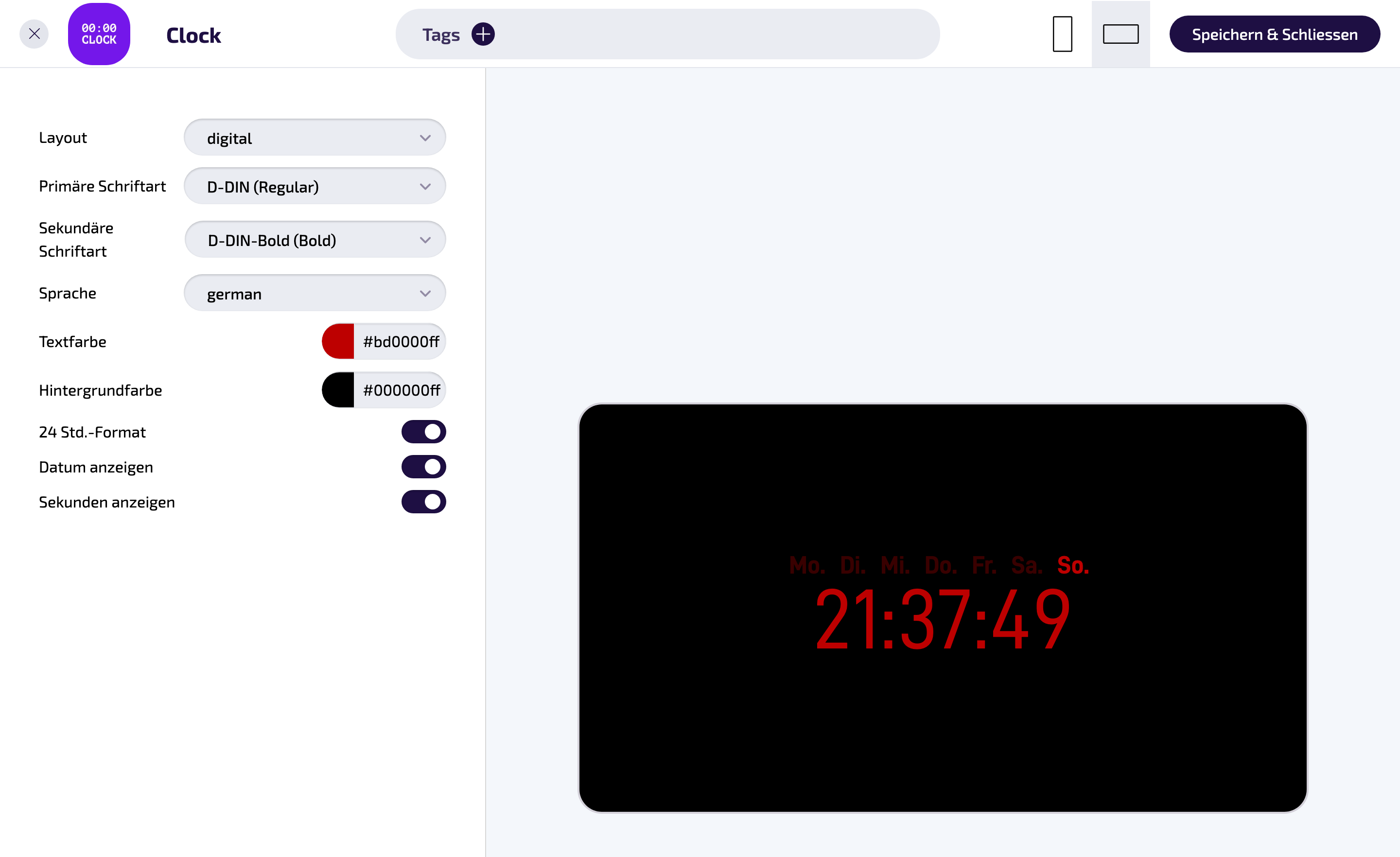 Istanza configurata: a sinistra le impostazioni, a destra l'anteprima live.