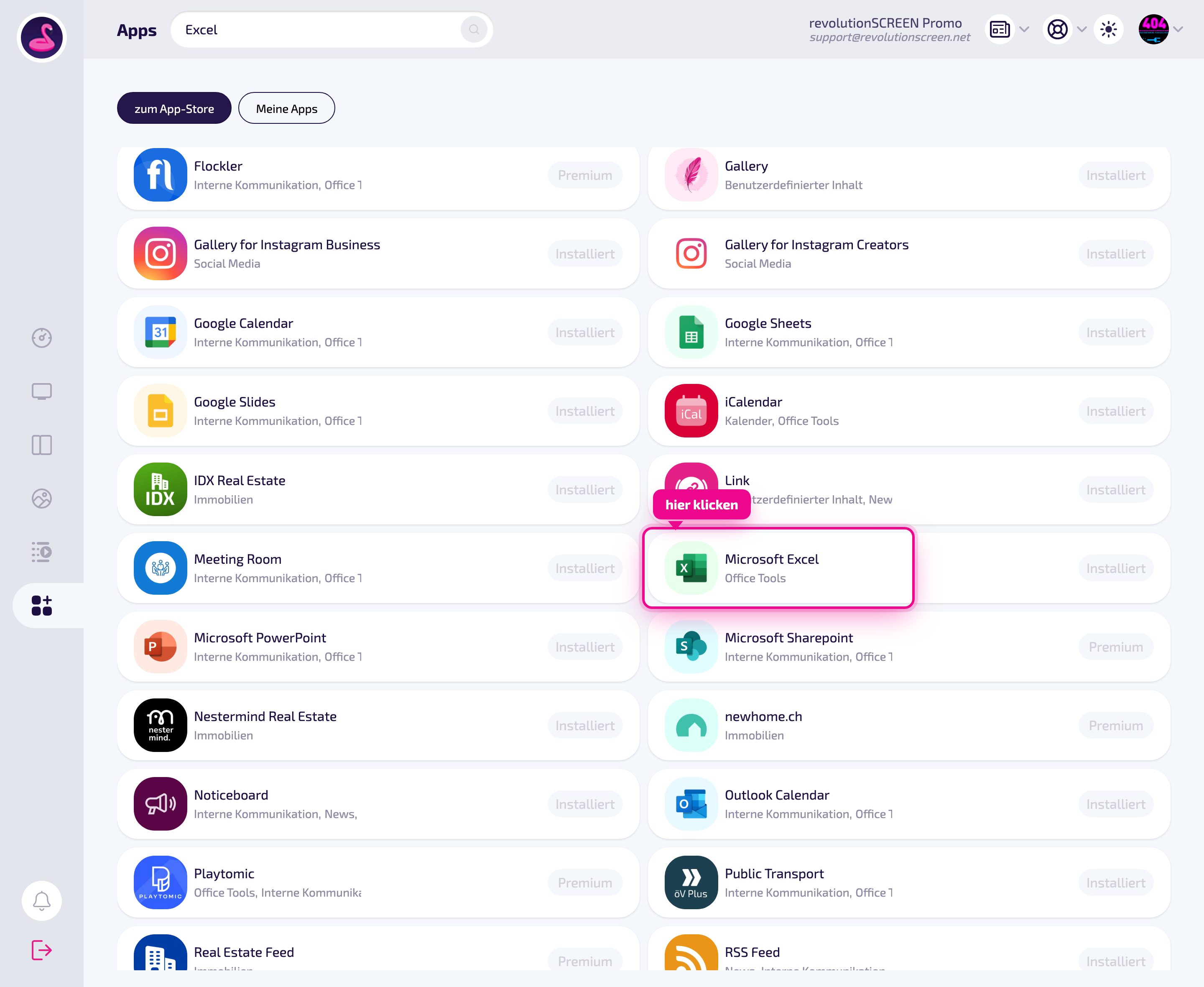 App Store: die Kachel „Microsoft Excel" anklicken.