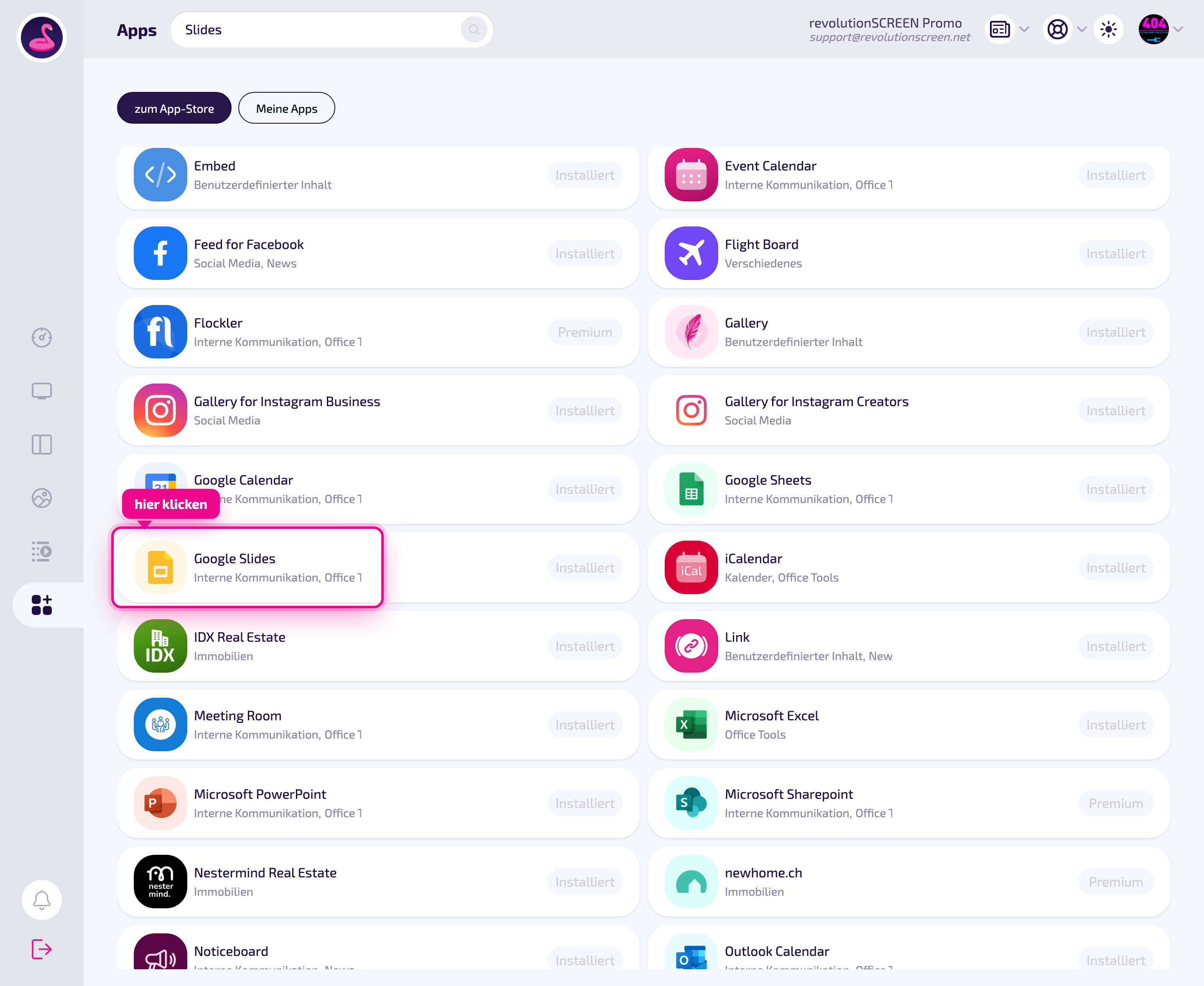 App Store: die Kachel „Google Slides" anklicken.