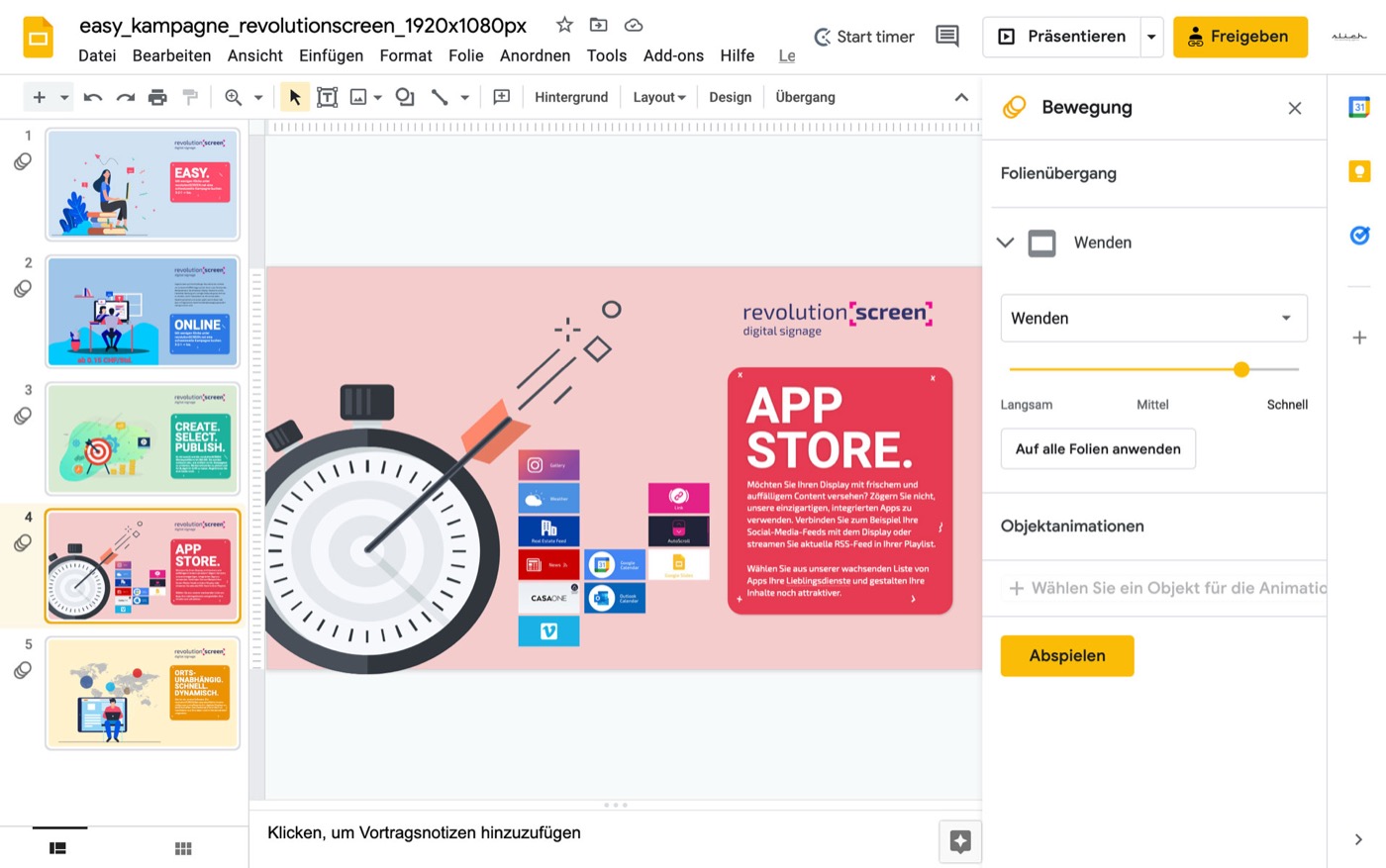 Beispiel auf dem Screen.