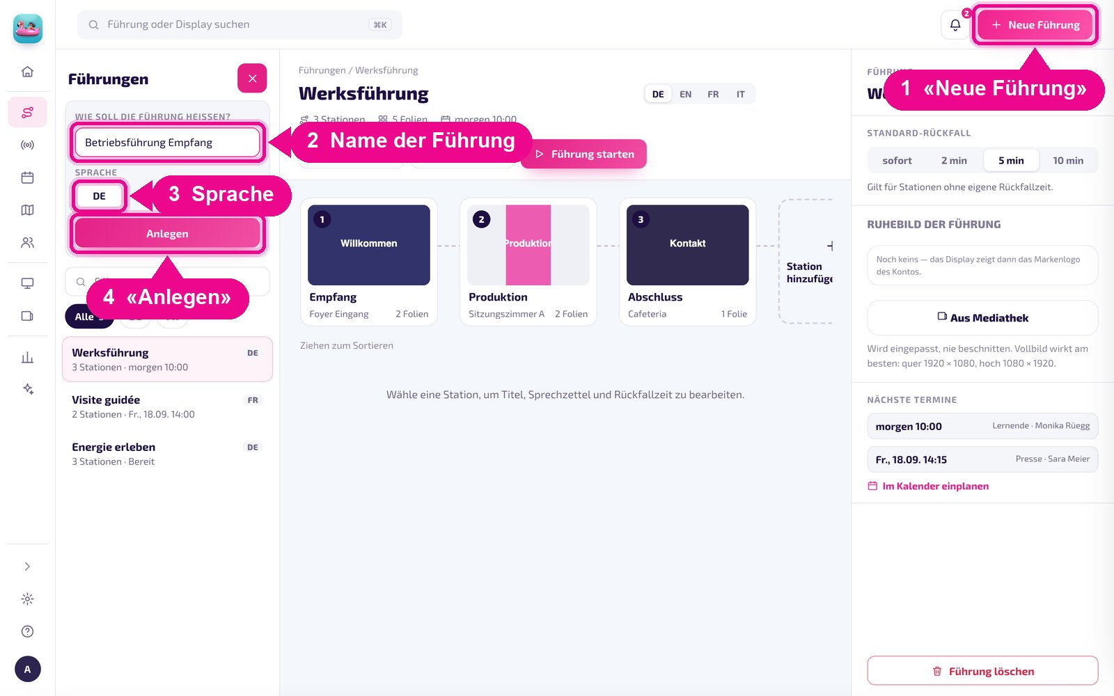 Name und Sprache der neuen Führung.