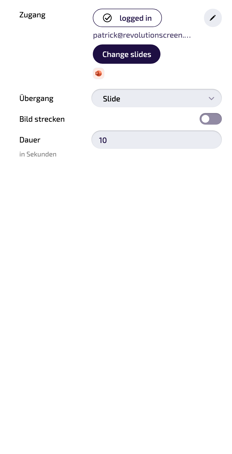 Alle Einstellungen der Instanz im Überblick (Einstellungs-Panel).