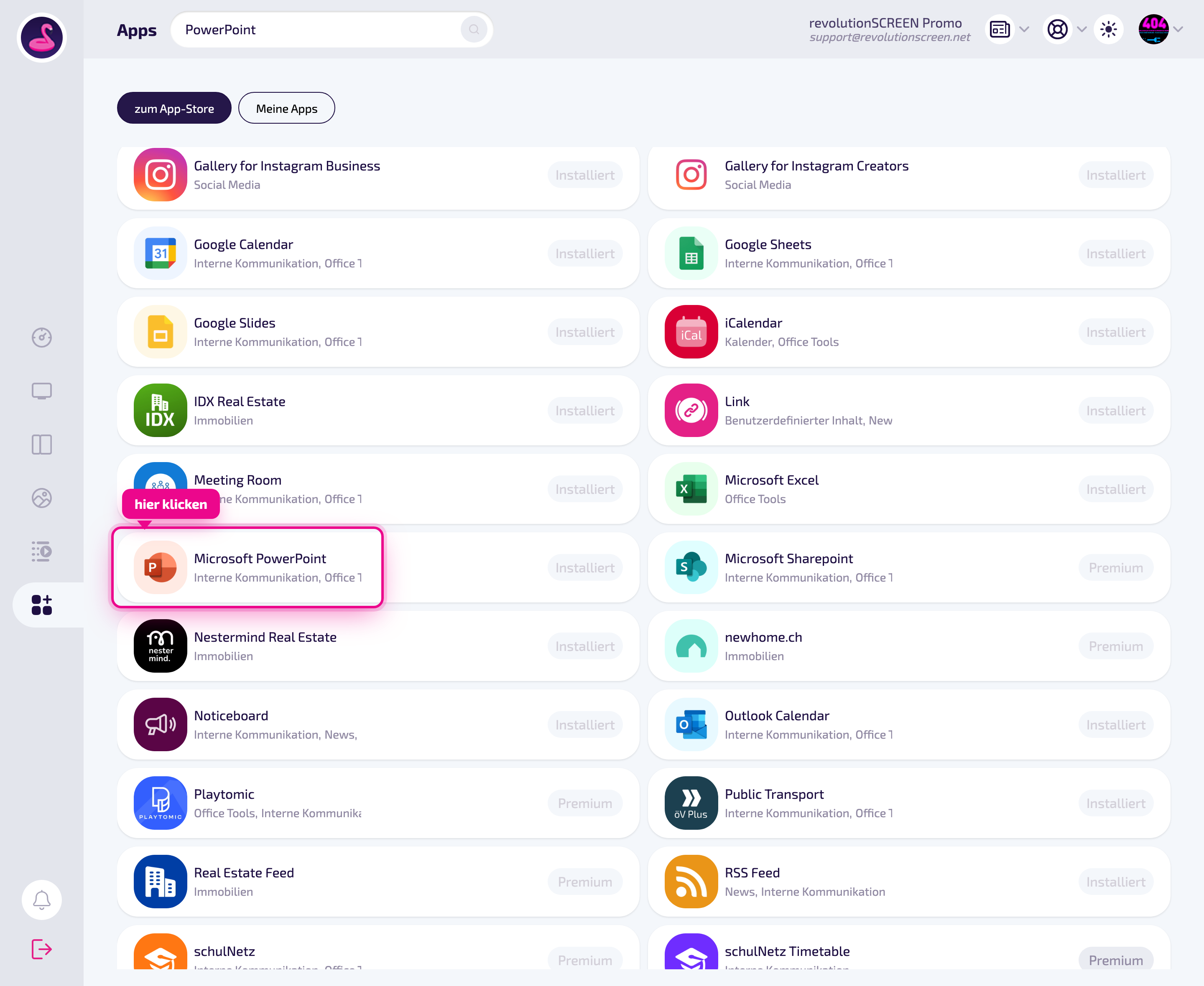 App Store: die Kachel „Microsoft PowerPoint" anklicken.