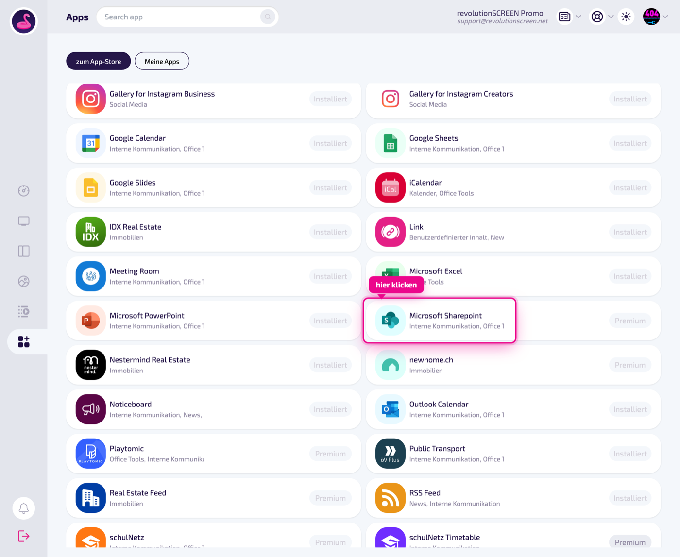 App Store: die Kachel „Microsoft Sharepoint" anklicken.
