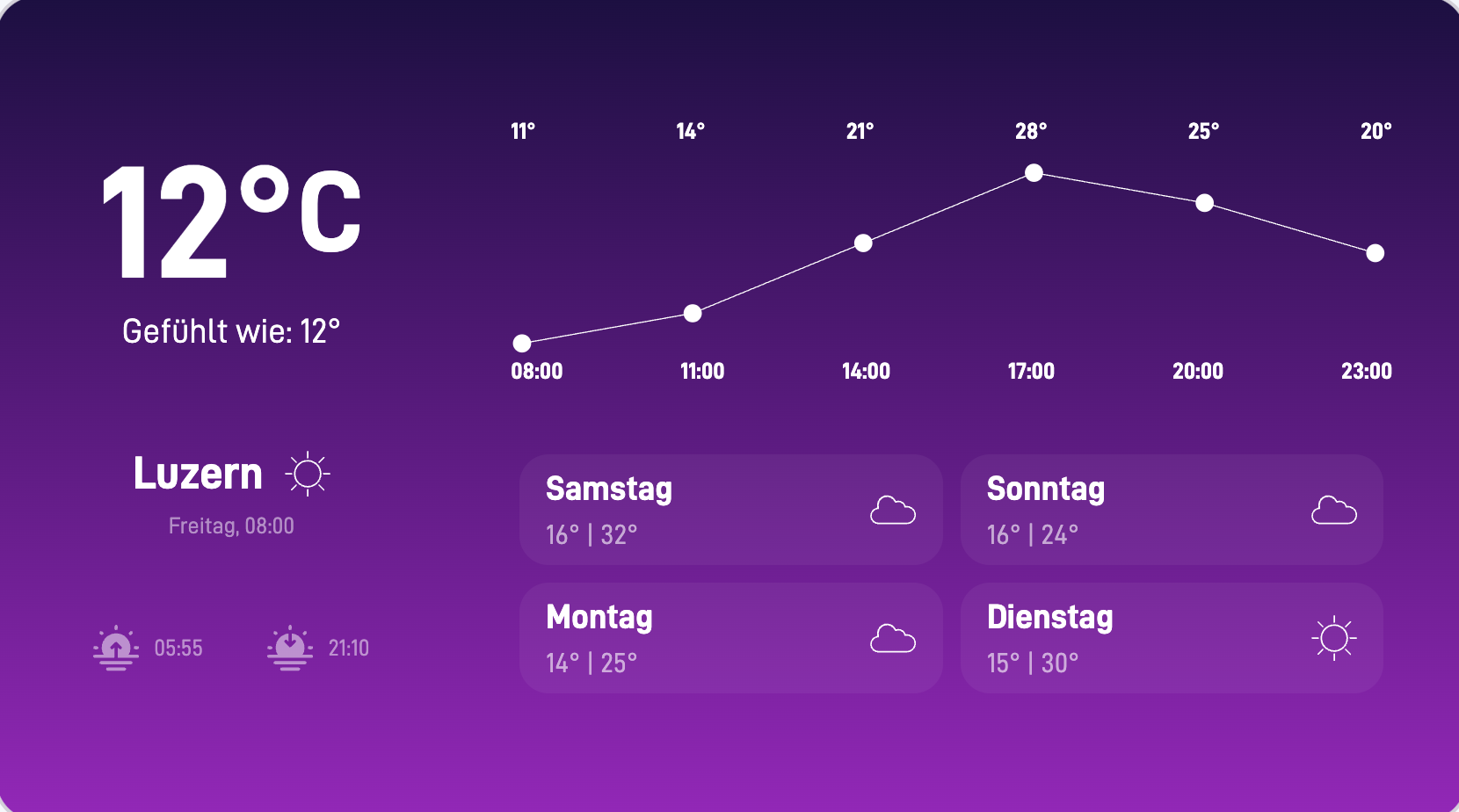 Dunkles Farbschema – dieselbe App, anderes Aussehen.