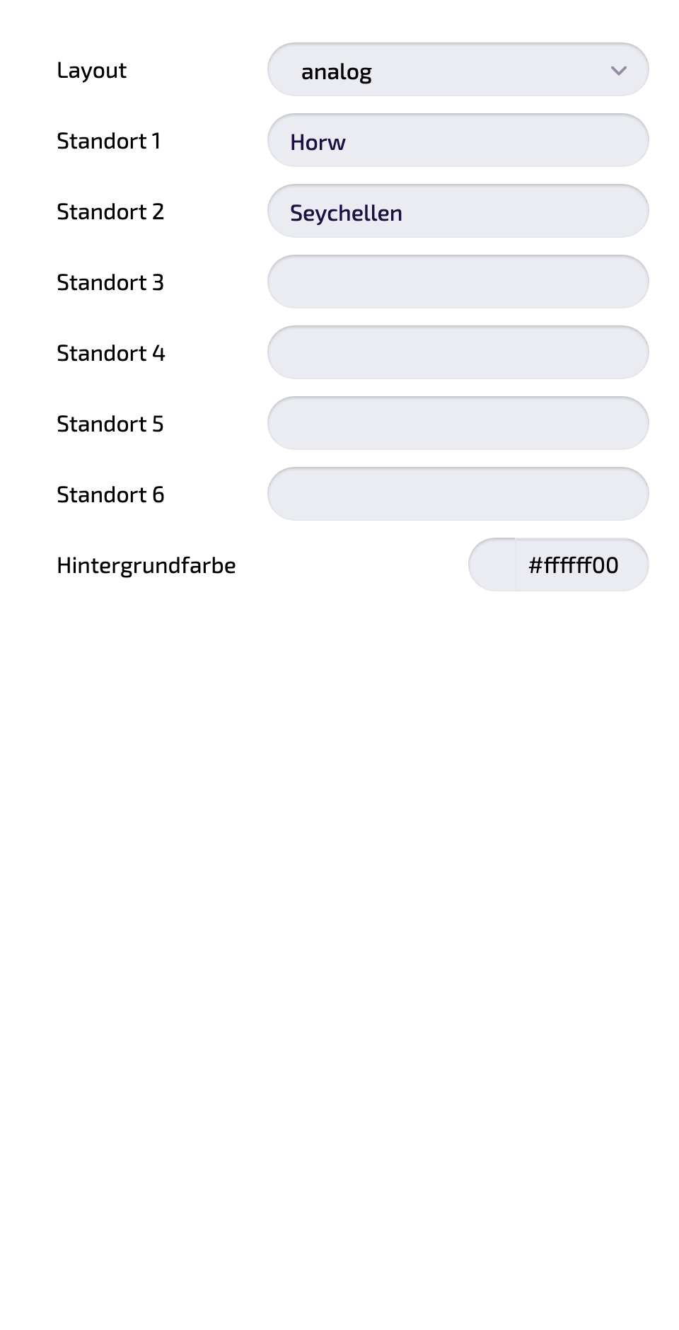 Alle Einstellungen der Instanz im Überblick (Einstellungs-Panel).