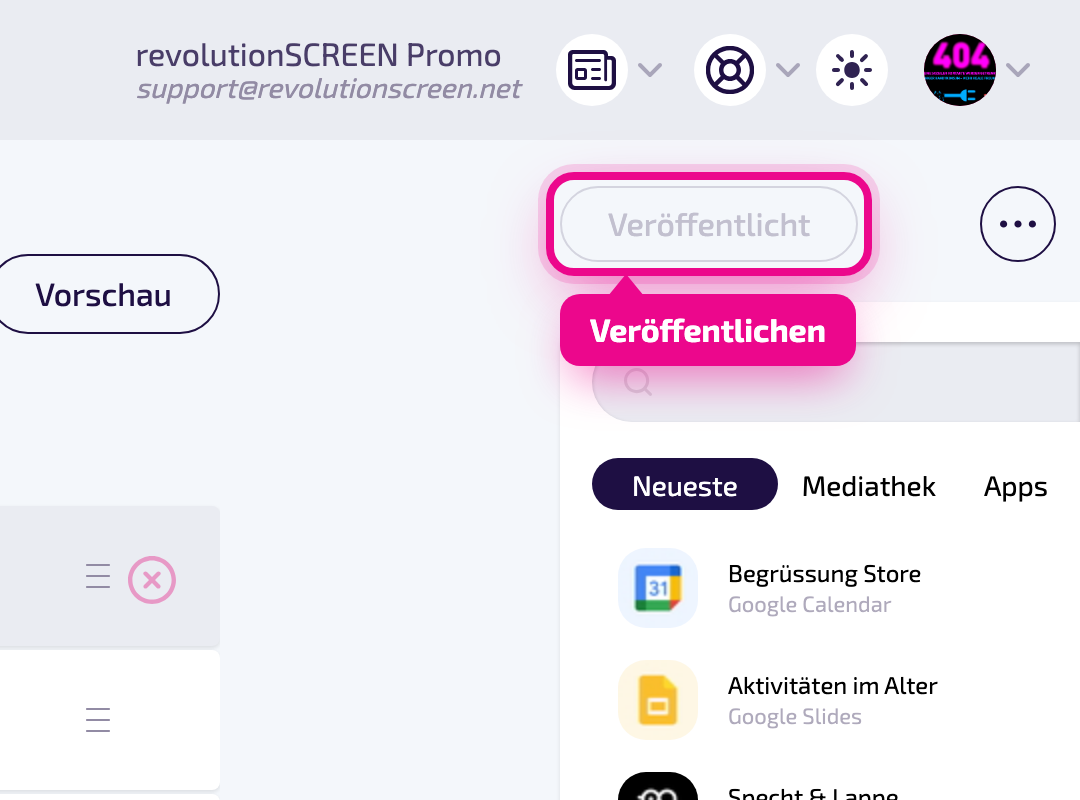 Avec « Veröffentlichen » (publier), la Playlist devient disponible pour la diffusion